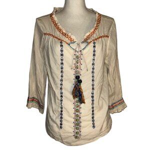 British India Traveller Blouse Top Embroidered